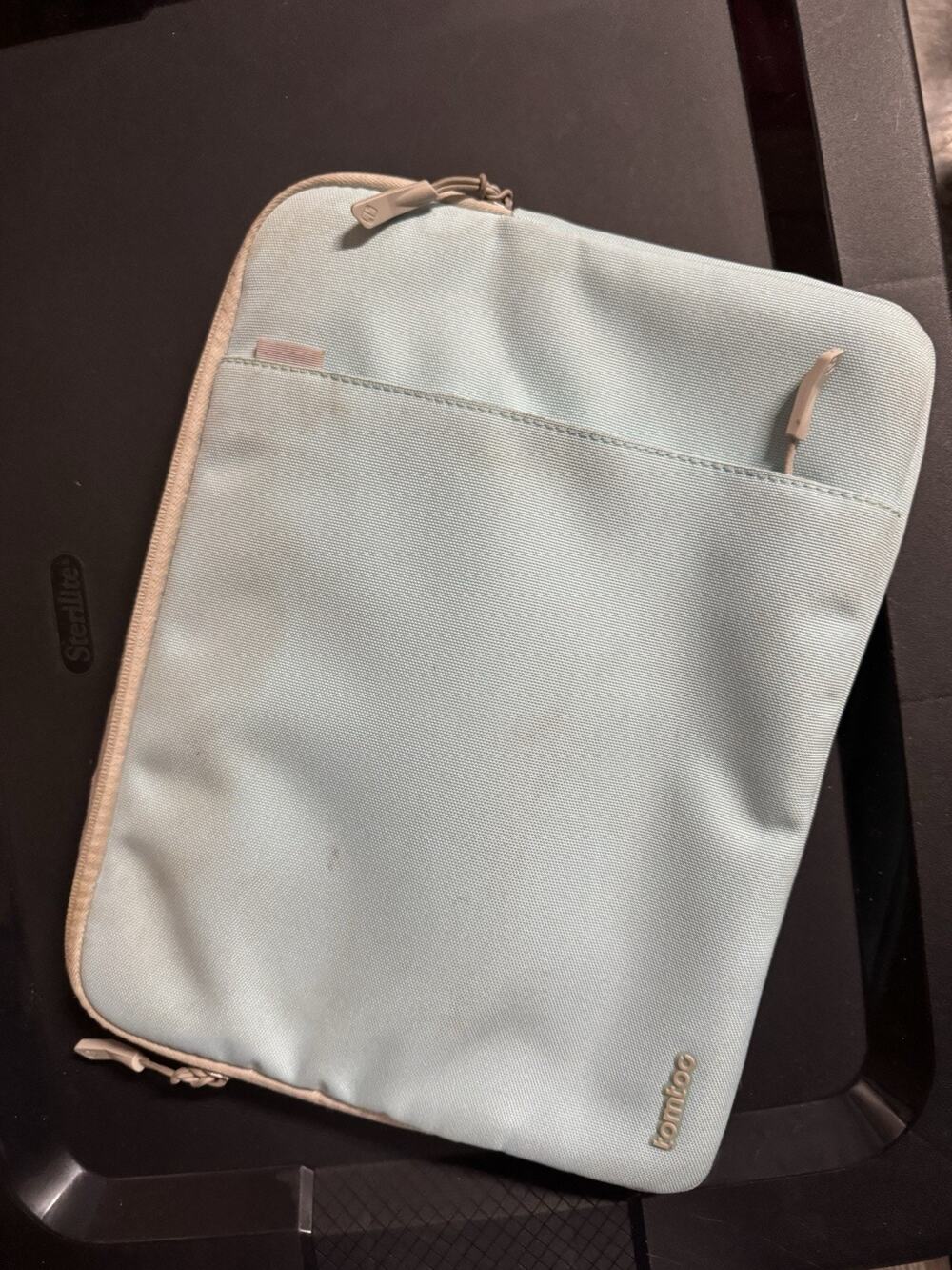 tomtoc Laptop Sleeve with Zippered Pocket, Light Blue